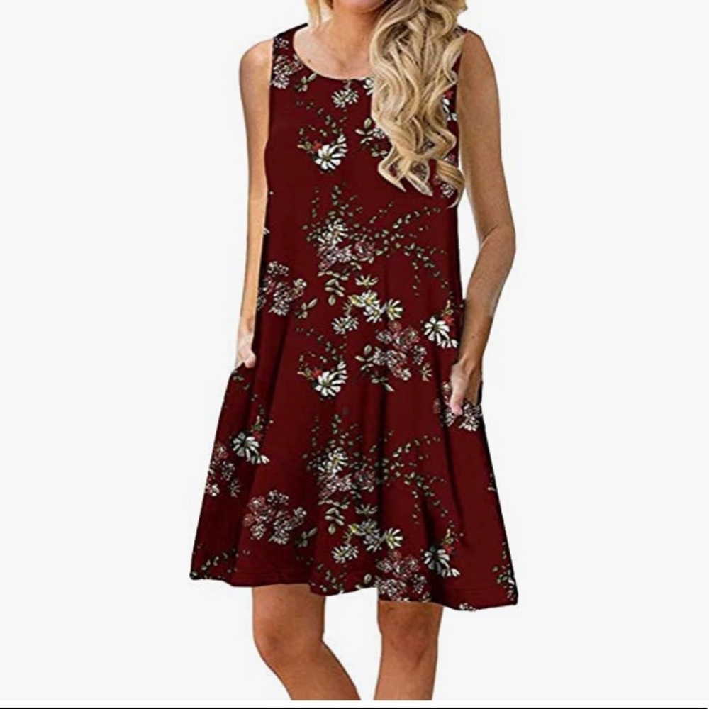 Women Sleeveless Floral Dress Summer Casual Swing Pocket  (BRAND NEW IN PACKAGE)